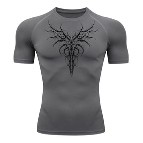 Camiseta Compressão Uv 50+ Manga Curta Cyber Tribal Dark Instinct Rash Guard