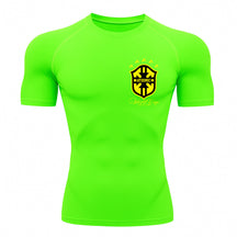 Camiseta Compressão Manga Curta UV Atoomic Escudo Brasil Prime Varias Cores Rash Guard
