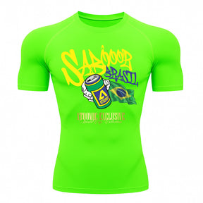 Camiseta Compressão Manga Curta UV Atoomic Sabor Brasil Varias Cores Rash Guard