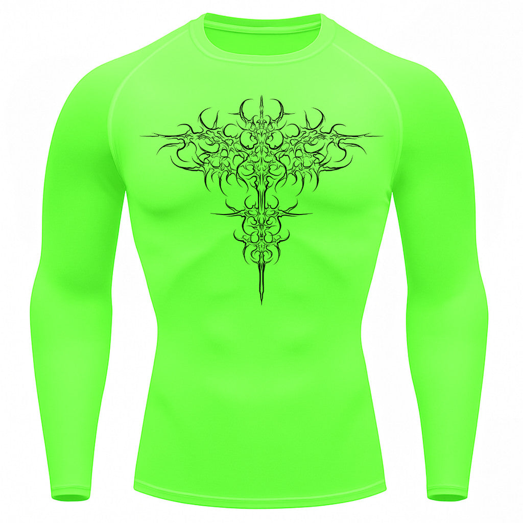 Camiseta Compressão Uv 50+ Manga Longa Cyber Tribal Savage Emblem Rash Guard