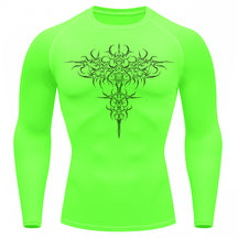 Camiseta Compressão Uv 50+ Manga Longa Cyber Tribal Savage Emblem Rash Guard