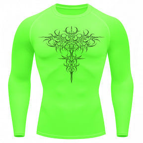 Camiseta Compressão Uv 50+ Manga Longa Cyber Tribal Savage Emblem Rash Guard