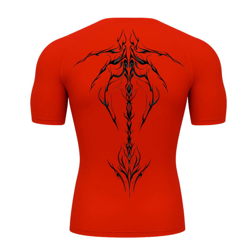 Camiseta Compressão Uv Manga Curta Cyber Tribal Unbreakable Dark Spine Rash Guard
