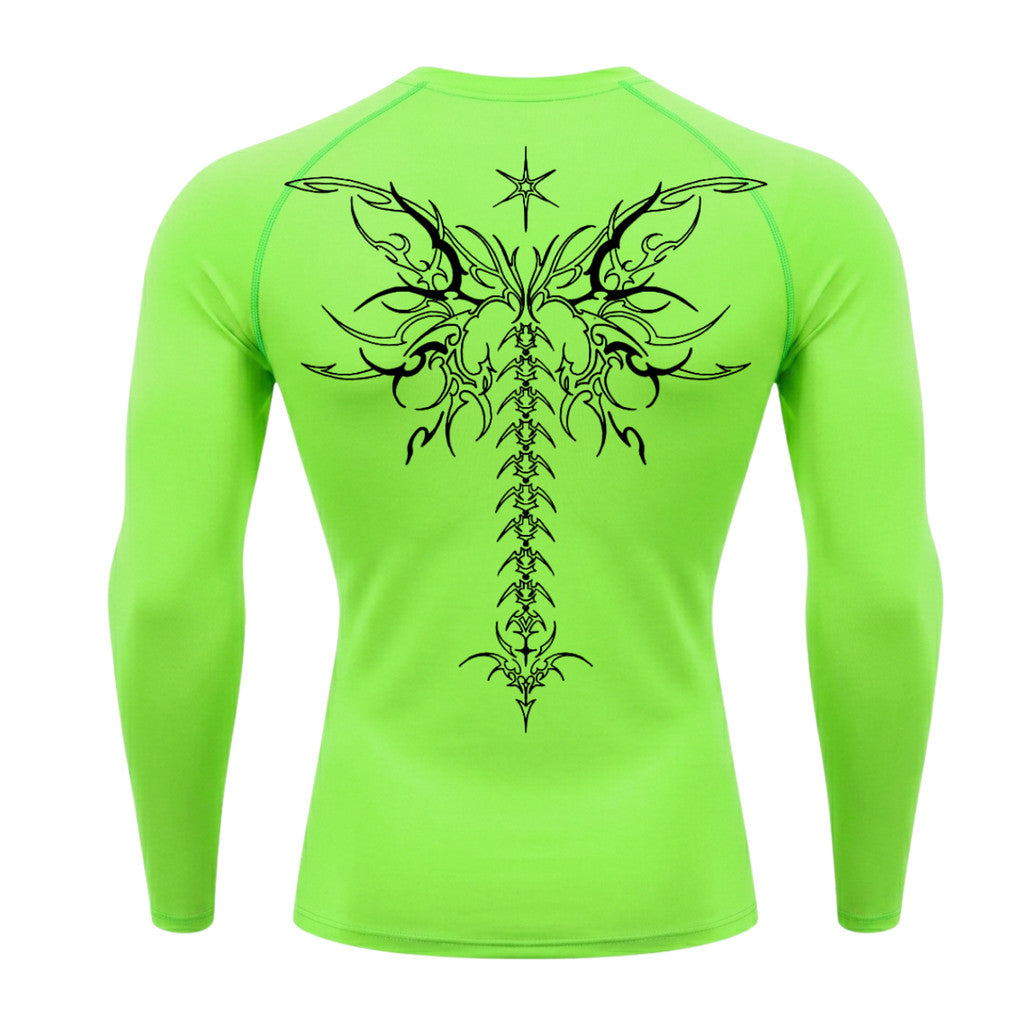 Camiseta Compressão Uv Manga Longa Cyber Tribal Shadow Stinger Wings Rash Guard