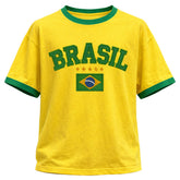 Camiseta Algodão Manga Curta Brasil Estilo Bordado Varias Cores