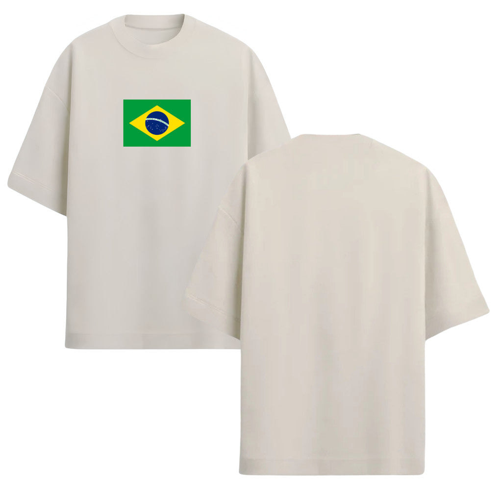 Camiseta Oversized Manga Curta Bandeira Do Brasil Camiseta Varias Cores