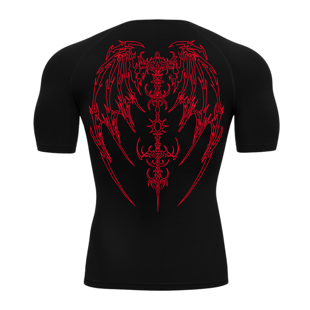 Camiseta Compressão Uv Manga Curta Cyber Tribal Phantom Wings Rash Guard