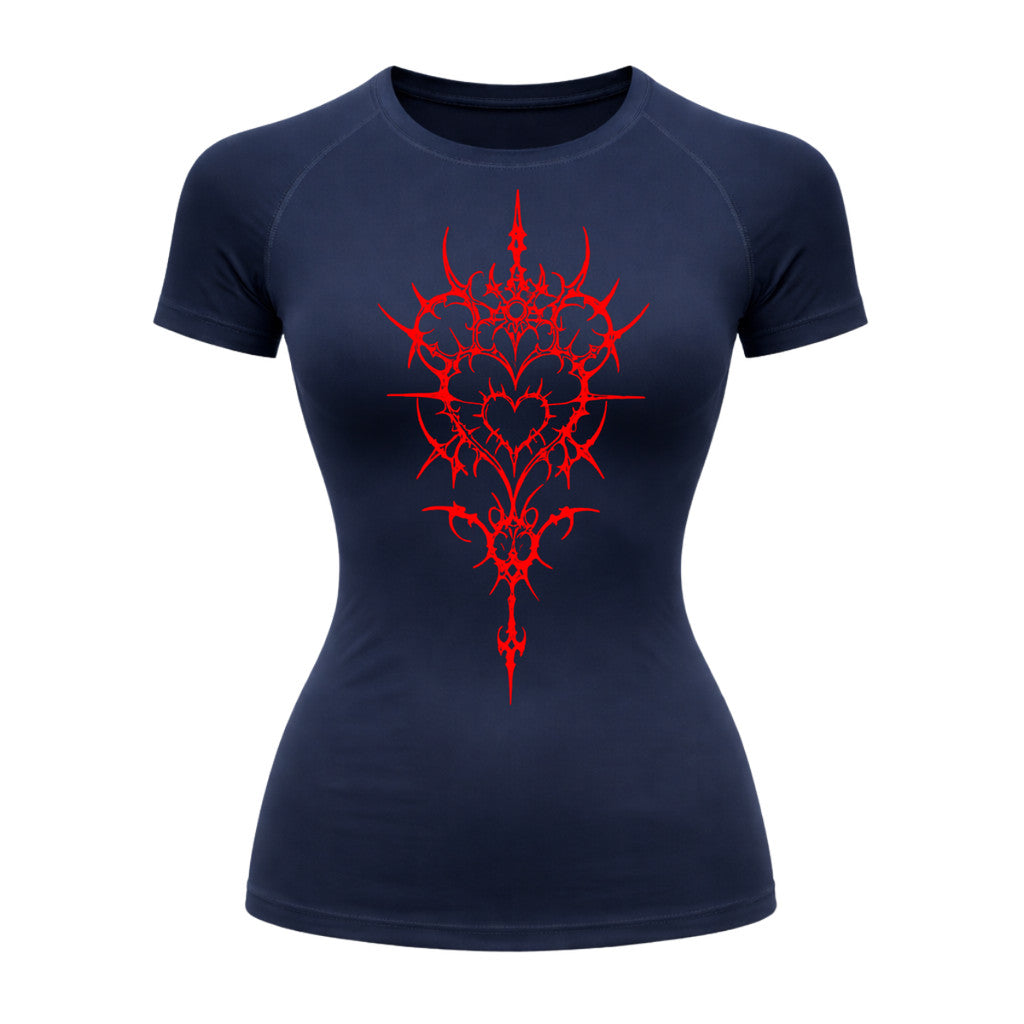 Camiseta Compressão Uv Manga Curta Cyber Tribal Iron Hearth Dark Rash Guard