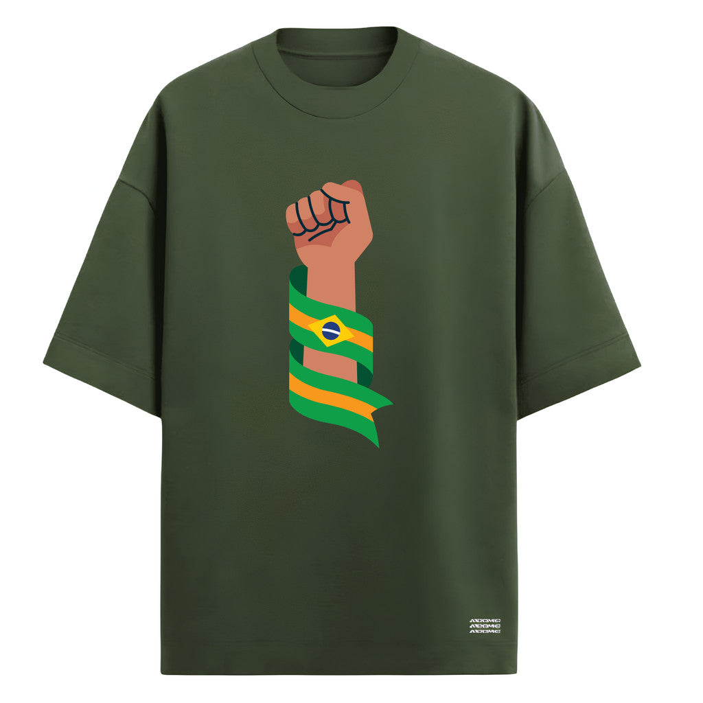 Camiseta Oversized Manga Curta Força Brasil Brasileiro Varias Cores