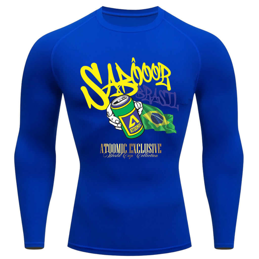 Camiseta Compressão Manga Longa UV Atoomic Sabor Brasil Varias Cores Rash Guard
