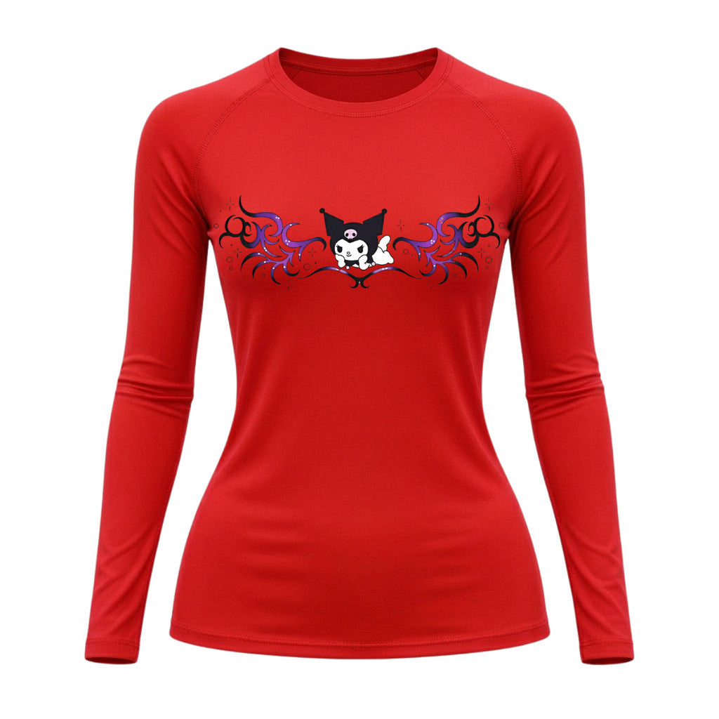 Camiseta Compressão Uv Manga Longa Cyber Tribal Kuromi Hello Kitty Rash Guard