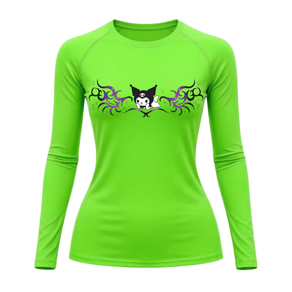 Camiseta Compressão Uv Manga Longa Cyber Tribal Kuromi Hello Kitty Rash Guard