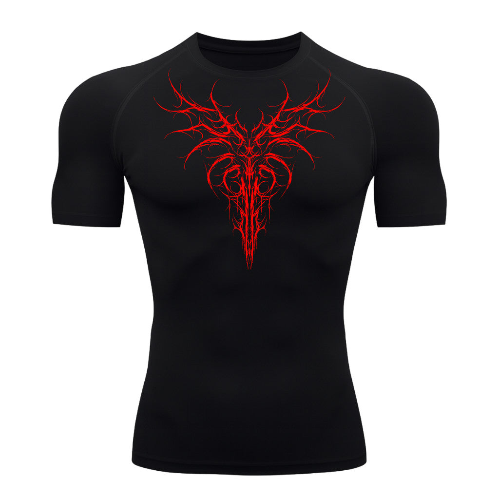 Camiseta Compressão Uv 50+ Manga Curta Cyber Tribal Dark Instinct Rash Guard