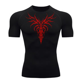 Camiseta Compressão Uv 50+ Manga Curta Cyber Tribal Dark Instinct Rash Guard