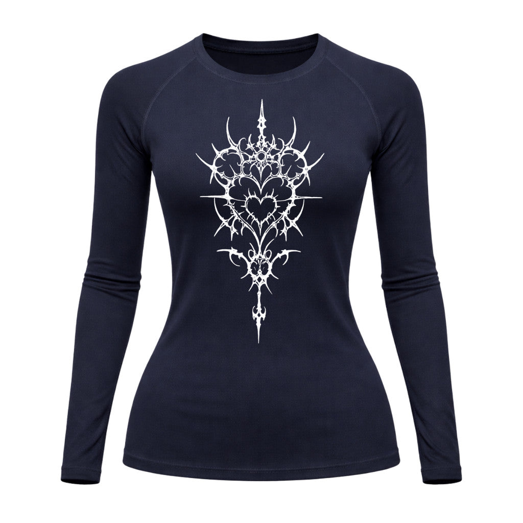 Camiseta Compressão Uv Manga Longa Cyber Tribal Iron Heart Dark Rash Guard