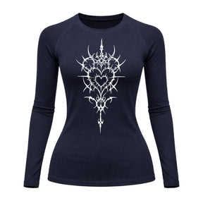 Camiseta Compressão Uv Manga Longa Cyber Tribal Iron Heart Dark Rash Guard