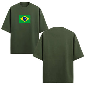 Camiseta Oversized Manga Curta Bandeira Do Brasil Camiseta Varias Cores