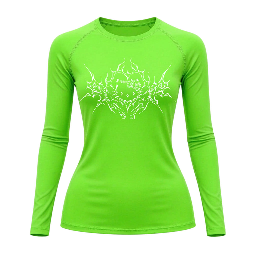 Camiseta Compressão Uv Manga Longa Cyber Tribal Black Heart Hello Kitty Rash Guard