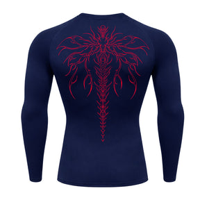 Camiseta Compressão Uv Manga Longa Cyber Tribal Chimera Spine Rash Guard