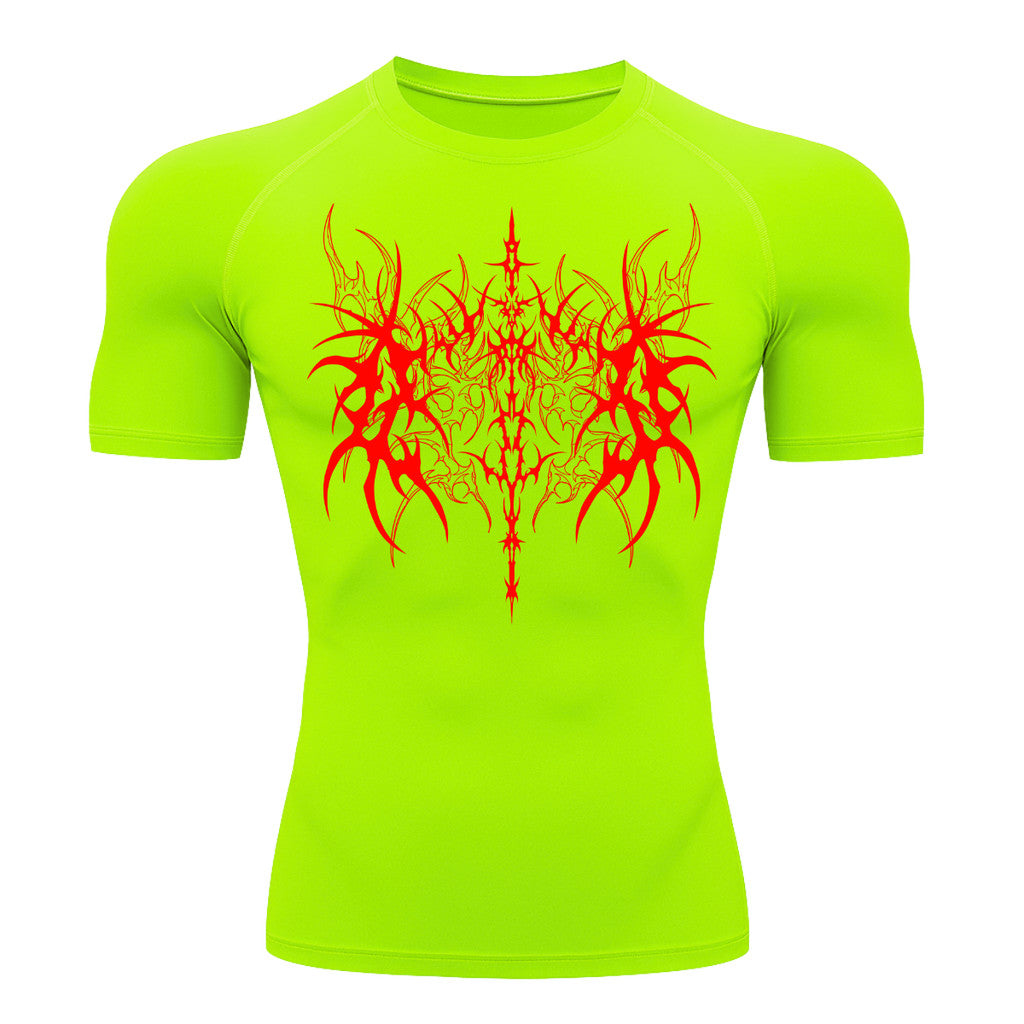 Camiseta Compressão Uv 50+ Manga Curta Cyber Tribal Dark Vanguard Rash Guard camisa