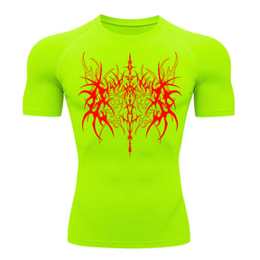 Camiseta Compressão Uv 50+ Manga Curta Cyber Tribal Dark Vanguard Rash Guard camisa
