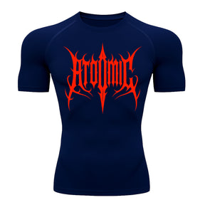 Camiseta Compressão Uv Manga Curta Cyber Tribal Atoomic Imperium Dark Rash Guard