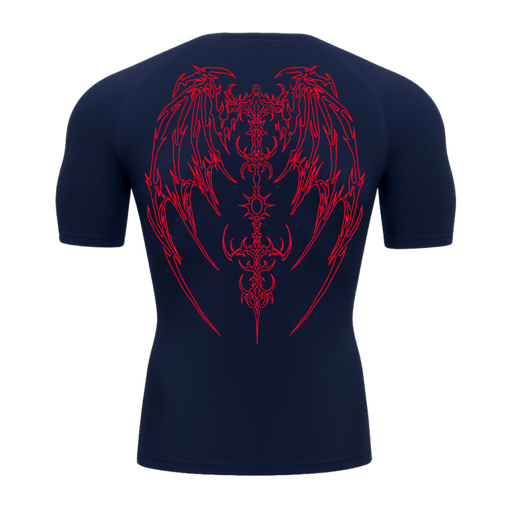 Camiseta Compressão Uv Manga Curta Cyber Tribal Phantom Wings Rash Guard