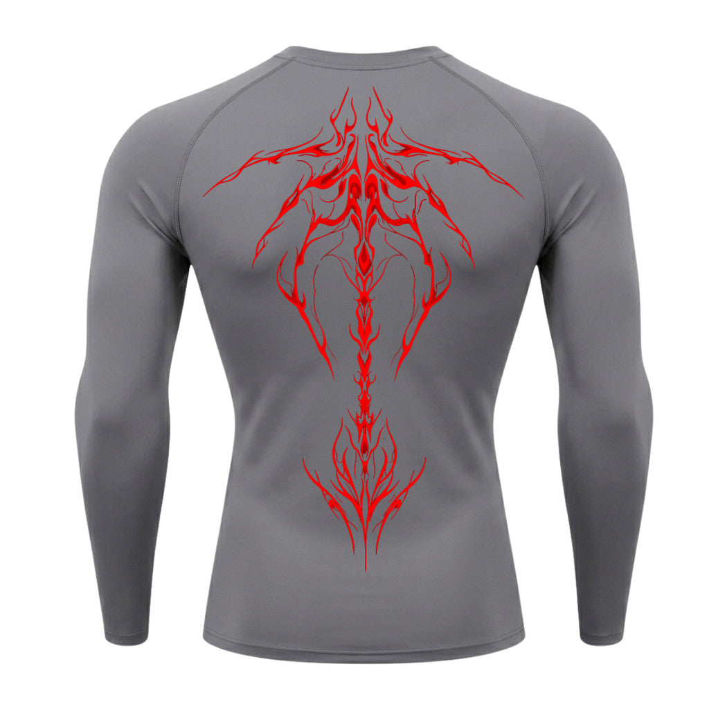 Camiseta Compressão Uv Manga Longa Cyber Tribal Unbreakable Dark Spine Rash Guard