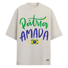 Camiseta Oversized Manga Curta Pátria Amada Brasil Varias Cores
