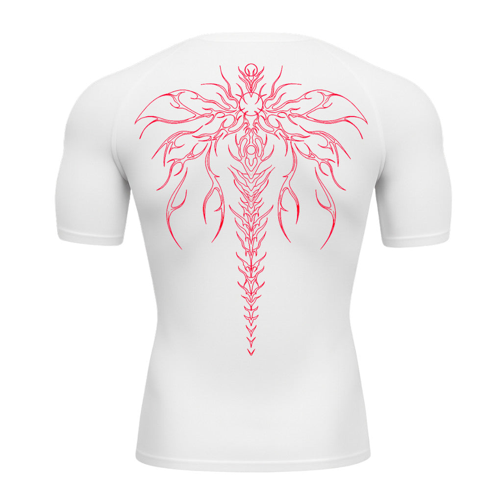 Camiseta Compressão Uv Manga Curta Cyber Tribal Chimera Spine Rash Guard