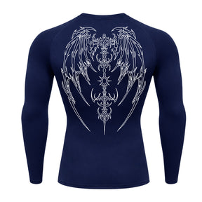 Camiseta Compressão Uv Manga Longa Cyber Tribal Phantom Wings Rash Guard