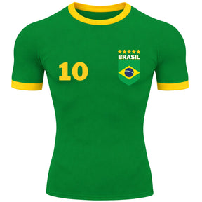 Camiseta Manga Curta Brasil Personalize Com Seu Nome E Número