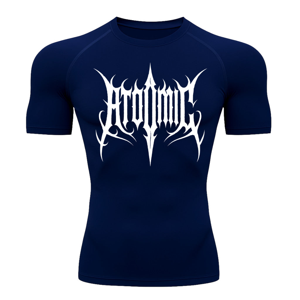 Camiseta Compressão Uv Manga Curta Cyber Tribal Atoomic Imperium Dark Rash Guard