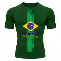 Camiseta Compressão Manga Curta UV Atoomic Brasil Edition Varias Cores Rash Guard