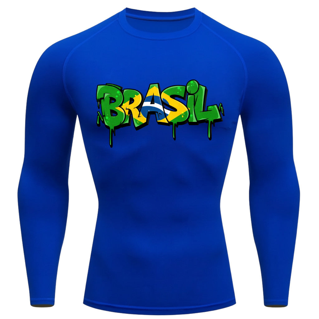 Camiseta Compressão Manga Longa UV Brasil Drip Edition Varias Cores Rash Guard