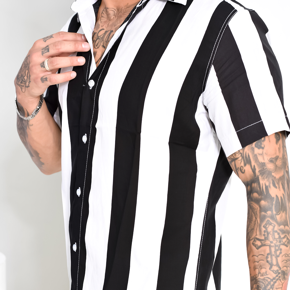 camisa viscose manga curta slim