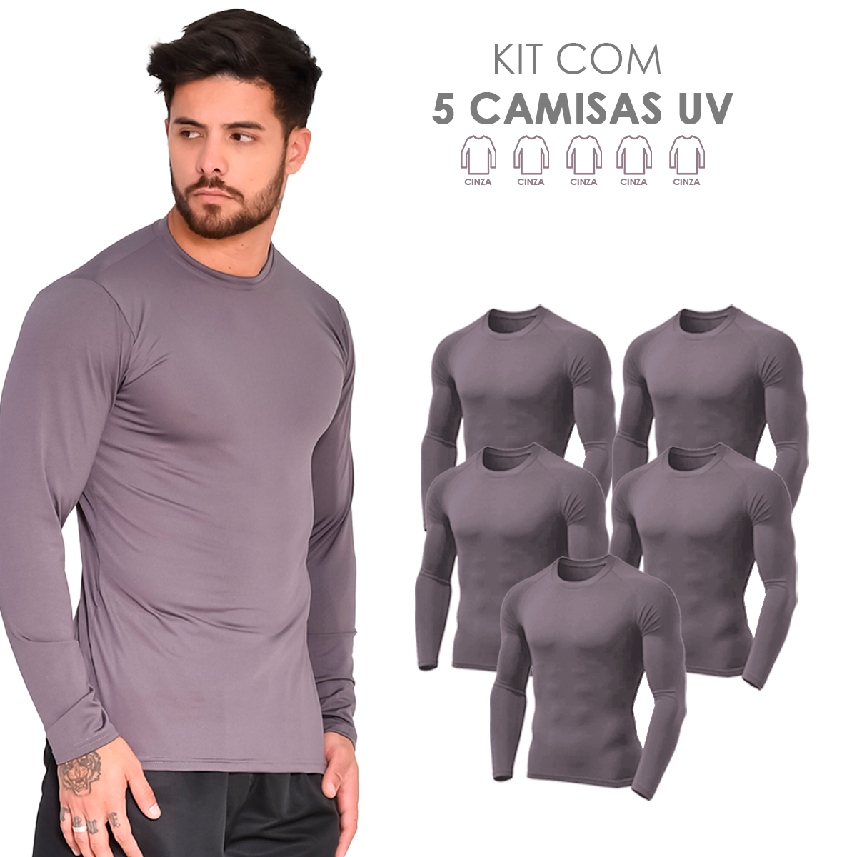 Kit 5 Camisas térmicas de Proteção Uv 50+ Segunda Pele - Todos Kits –  Atoomic