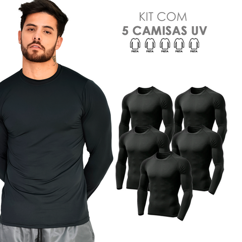 Kit 5 camisas térmicas com proteção UV