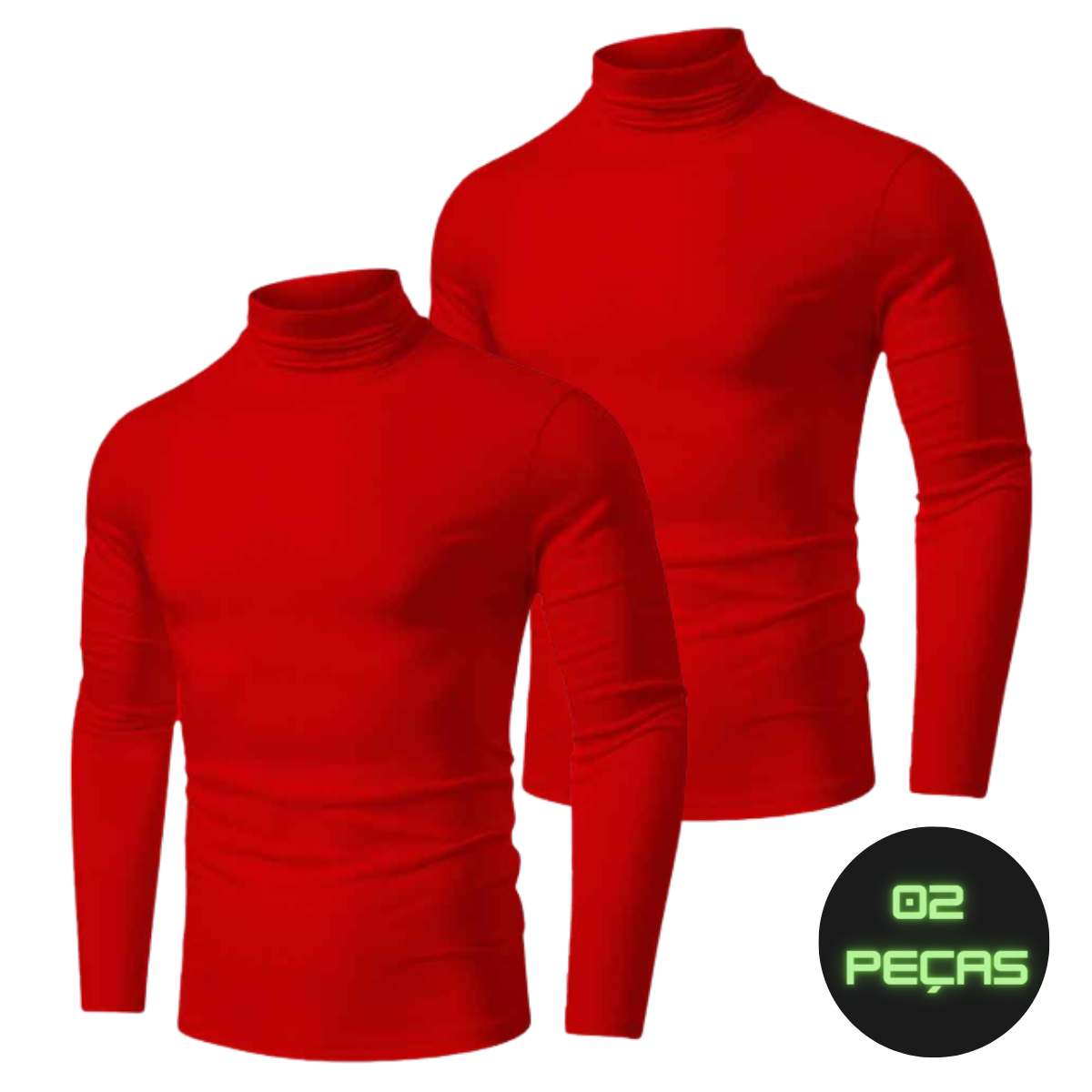 Kit 2 Camisa térmica Gola Alta com proteção UV - 2 Vermelho / P